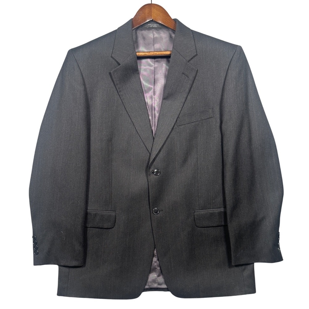 Albert Nipon Blazer Mens 42R Charcoal Grey 100% Wool Pinstripe‎ Jacket